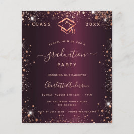 Abschluss burgundy Rose Goldeinladung