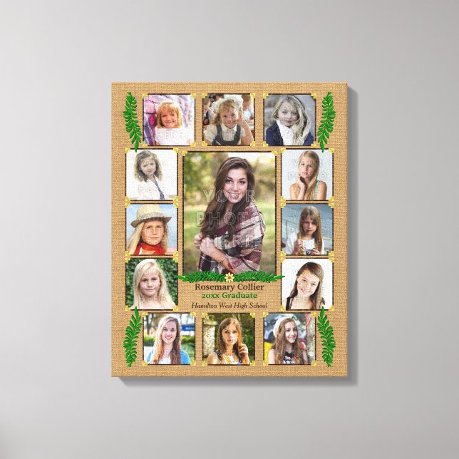 Abschluss | Burlap Fern Leinwanddruck (Vorderseite)