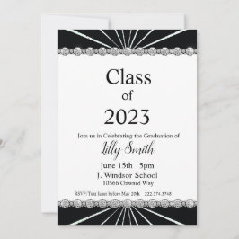 Abschluss Burst Black & White Einladung 2023