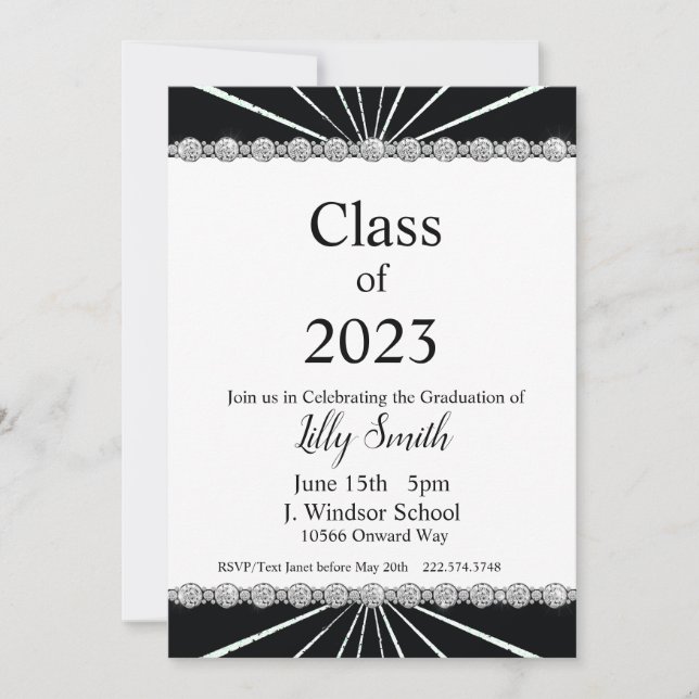 Abschluss Burst Black & White Einladung 2023 (Vorderseite)