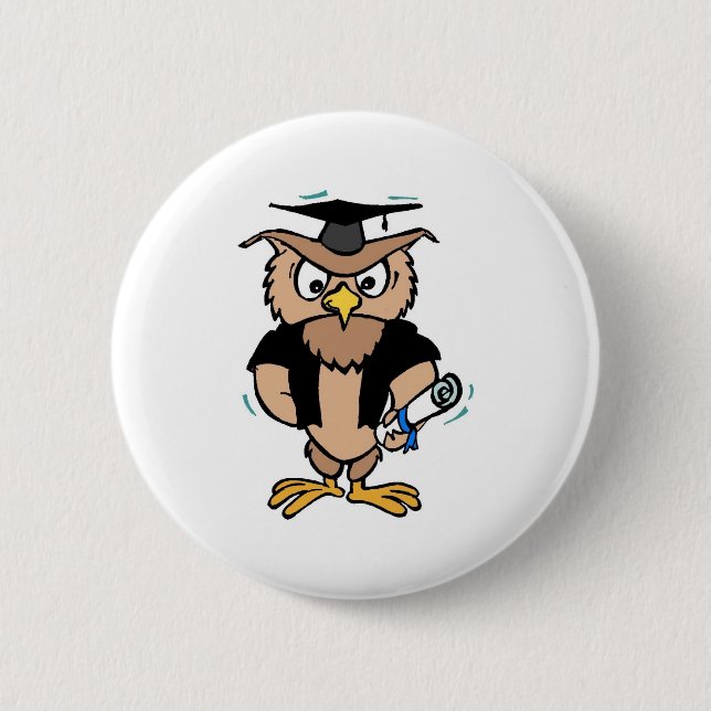Abschluss Button Wise Old Owl Cap Diploma (Vorderseite)