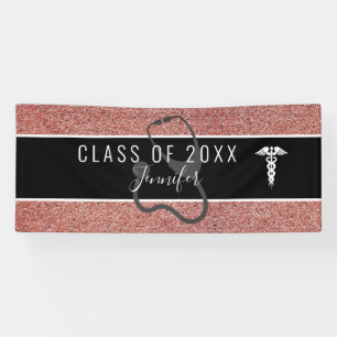 Abschluss Caduceus Rose Gold Glitzer Banner