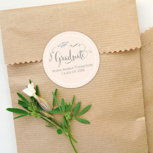 Abschluss Calligraphy Script Simple Light Peach Runder Aufkleber