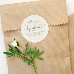 Abschluss Calligraphy Script Simple Sage Green Runder Aufkleber