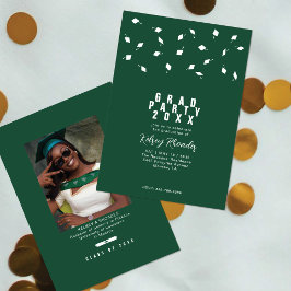 Abschluss-Cap-Toss Grüne und Weiße Graduiertenpart Einladung