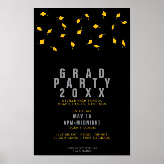 Abschluss-Cap-Toss Silber & Gold Graduiertenfeier Poster