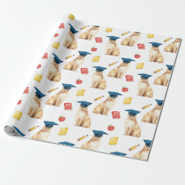Abschluss Cat Wrapping Paper, kleines Muster Geschenkpapier