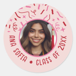 Abschluss Celebration Custom Foto Festival Runder Aufkleber