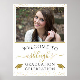 Abschluss Celebration Party Gold Glitzer Willkomme Poster