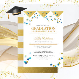Abschluss Celebration Party, Gold, Name Einladung