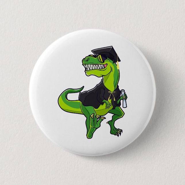 Abschluss Cl von 2025 Funny Dinosaur T-rex Graduat Button (Vorderseite)