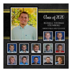 Abschluss Class 2020 K-12 Fotos Black & Gold Poster