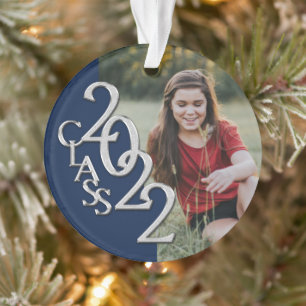 Abschluss Class 2022 Foto Blau-Silberschmuck Ornament