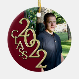 Abschluss Class 2022 Foto Burgundy mit Gold Cer Keramik Ornament