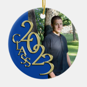Abschluss Class 2023 Foto Blue mit Gold Keramik Ornament