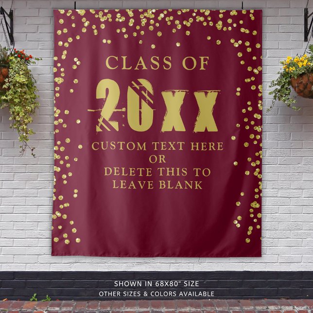 Abschluss CLASS JAHR Maroon Gold Confetti Custom Wandteppich (Von Creator hochgeladen)