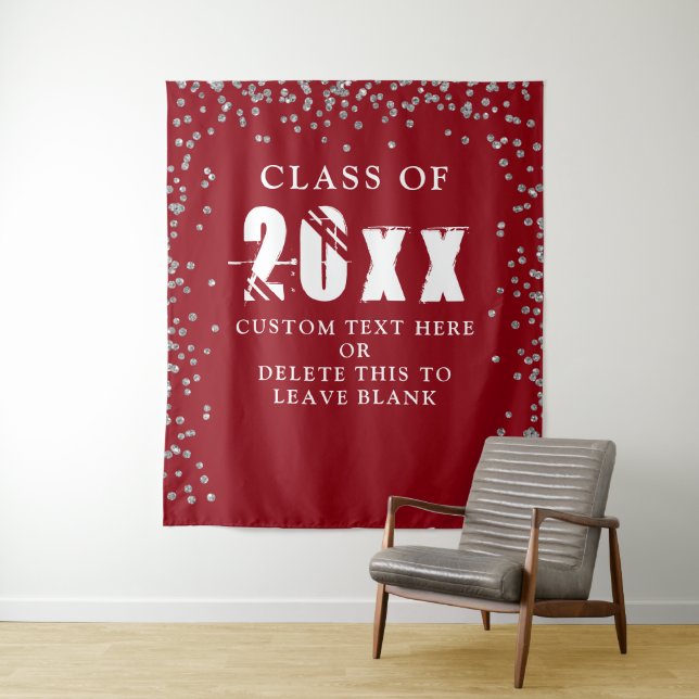Abschluss CLASS JAHR Roter Silber Confetti Hinterg Wandteppich (Beispiel)