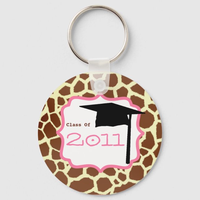 Abschluss Class of 2011 - Giraffe Print & Pink Schlüsselanhänger (Vorderseite)