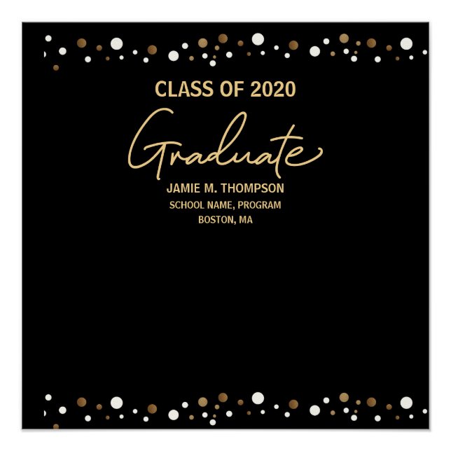 Abschluss Class of 2020 Gold/Black Elegant Poster (Vorderseite)