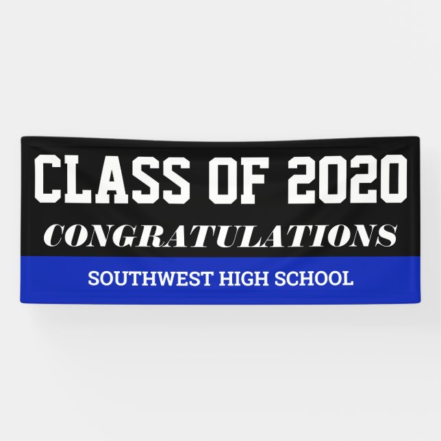 Abschluss Class of 2020 Herzlichen Glückwunsch Blu Banner (Horizontal)