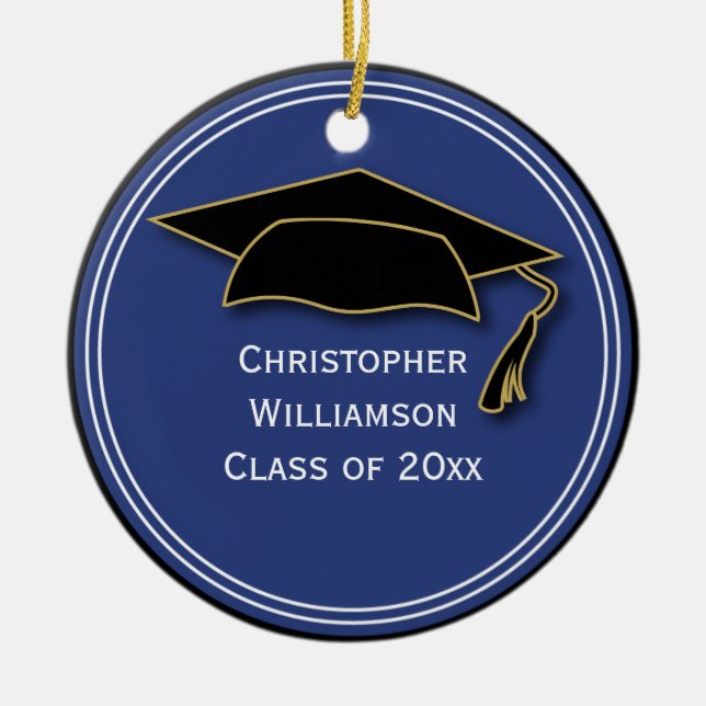 Abschluss Class of Keepake School Memento Blue Keramik Ornament (Vorne)