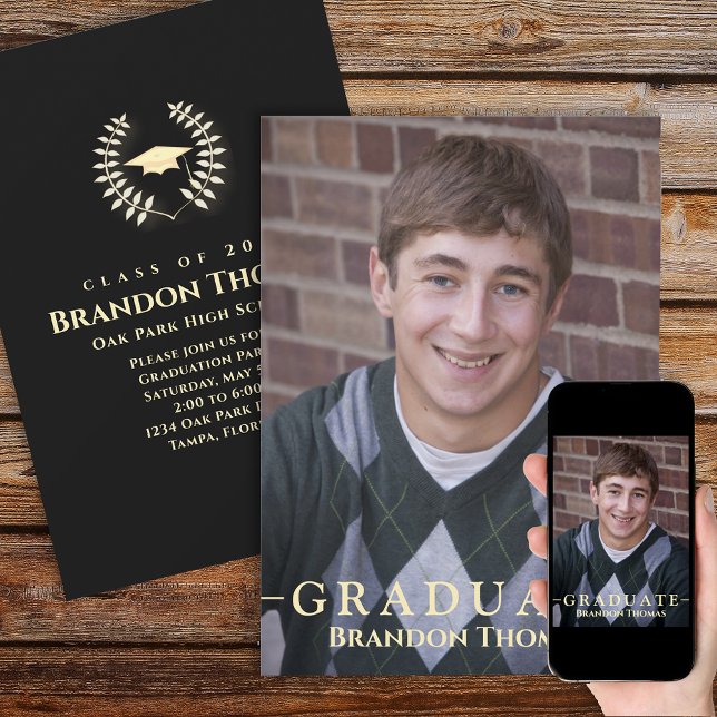 Abschluss Classic Foto Laureate Laurel Gold Einladung (Von Creator hochgeladen)