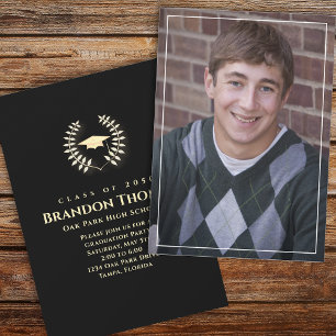 Abschluss Classic Foto Laureate Laurel Gold Einladung