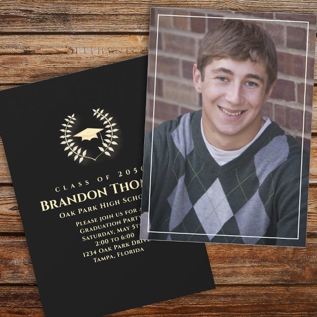 Abschluss Classic Foto Laureate Laurel Gold Einladung (Von Creator hochgeladen)