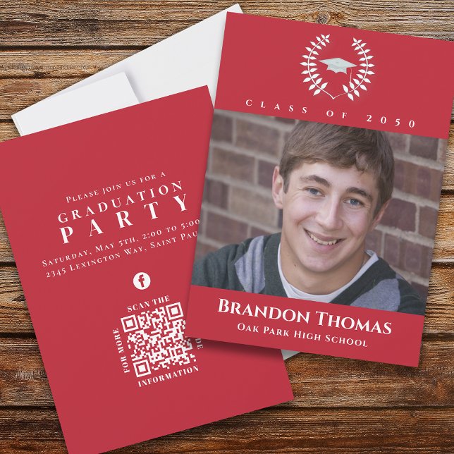 Abschluss Classic Foto Laureate Laurel Red Einladung (Von Creator hochgeladen)