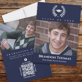 Abschluss Classic Foto Navy Blue Laureate Laurel Einladung