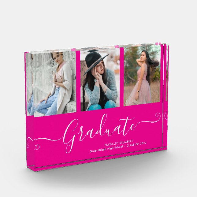 Abschluss-Collage-Block mit Hot-Rosa-Foto Fotoblock (Links)