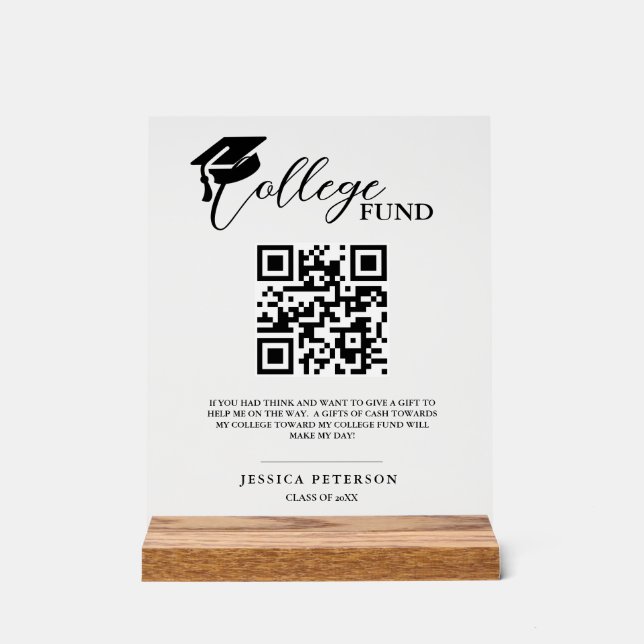 Abschluss Colleg der modernen High School - QR-Cod Acrylschild (Vorderseite)