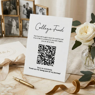 Abschluss College Fonds QR Code Minimalistisch Sockelschild