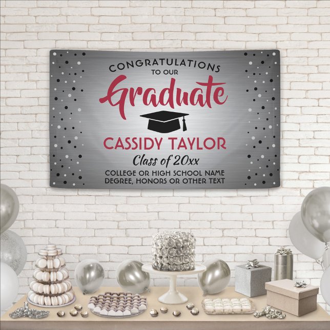Abschluss Confetti Pinsel Rot und Schwarz Banner (Von Creator hochgeladen)