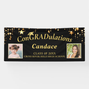 Abschluss ConGRADulationen Foto Gold Stars Schwarz Banner