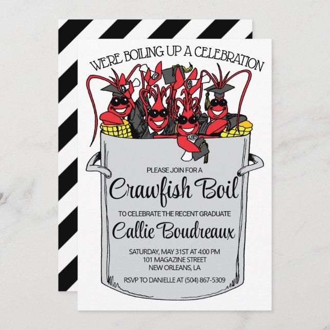 Abschluss Crawfish Boil Einladung (Vorne/Hinten)