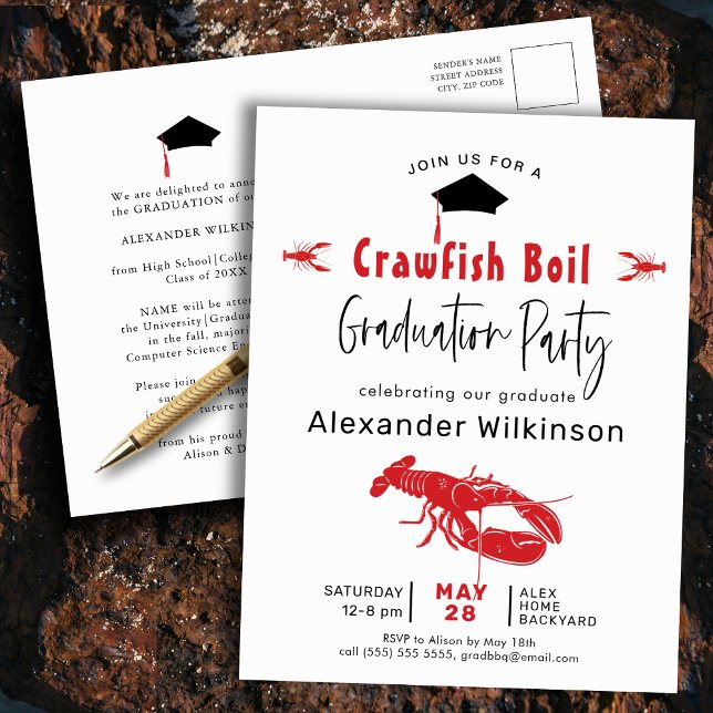 Abschluss Crawfish GRILLEN Party Einladung Postkarte (Von Creator hochgeladen)