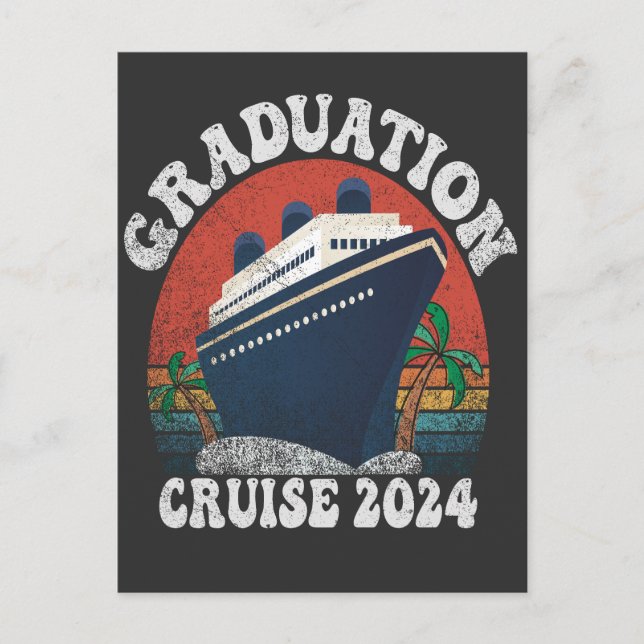 Abschluss Cruise 2024 Funny Summer Vacation Retro Ankündigungspostkarte (Vorderseite)