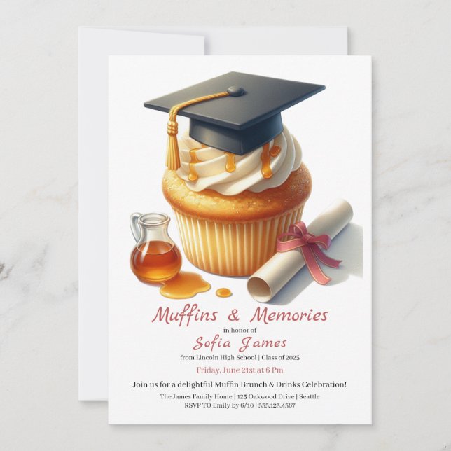 Abschluss-Cupcake-Brunch-Feier Einladung (Vorderseite)