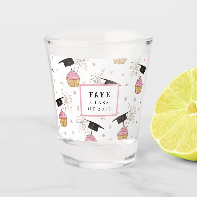 Abschluss Cupcake Personalisiert Shotglas Schnapsglas (Vorderseite)