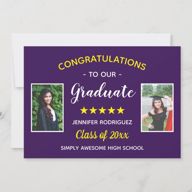 Abschluss Custom 2 Foto Herzlichen Glückwunsch Gra Ankündigung (Vorderseite)