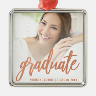 Abschluss Custom Foto Rose Gold Script Keepake Ornament Aus Metall