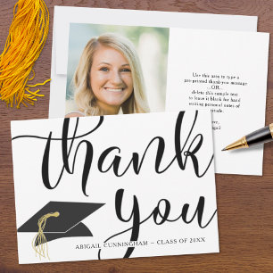 Abschluss DANK IHNEN Foto Script Grad Cap Dankeskarte