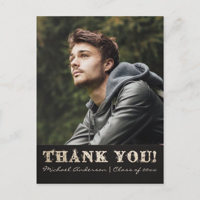 Abschluss Danke Postkarte | Gold (Vorderseite)