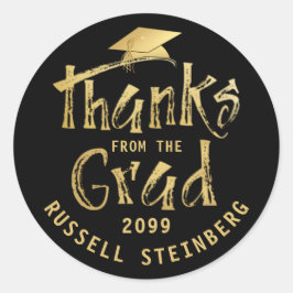 Abschluss DANKEN AUS GRAD-Gold-Pinselstrich Runder Aufkleber