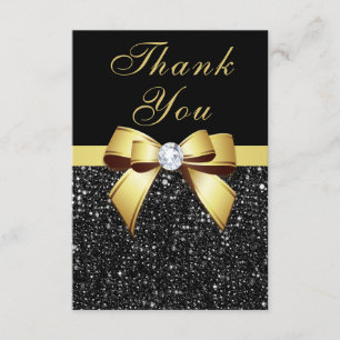 Abschluss danken Ihnen schwarzer Sequins-Goldbogen Dankeskarte