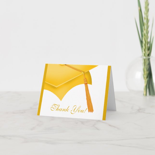 Abschluss Dankeschön Karte White Gold Grad Cap (Vorderseite)