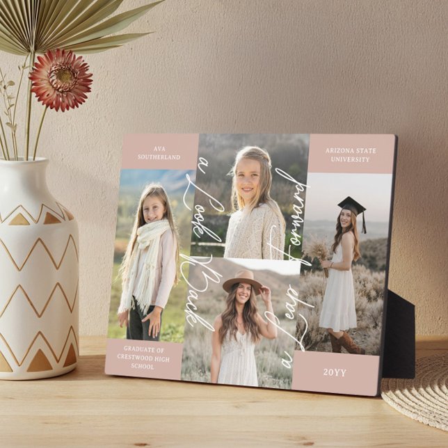 Abschluss dann & Jetzt Grad Foto Collage Keepake Fotoplatte (Graduation Then & Now Grad Photo Collage Keepsake Plaque)