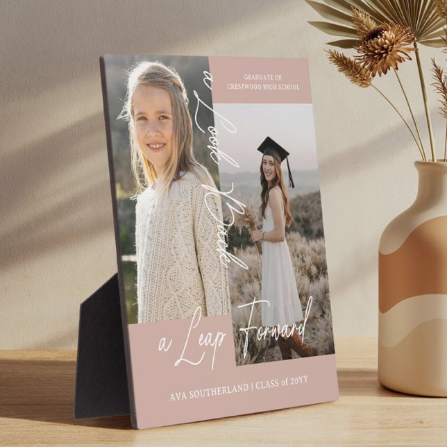 Abschluss dann & Jetzt Grad Foto Collage Keepake Fotoplatte (Graduation Then & Now Grad Photo Collage Keepsake Plaque)