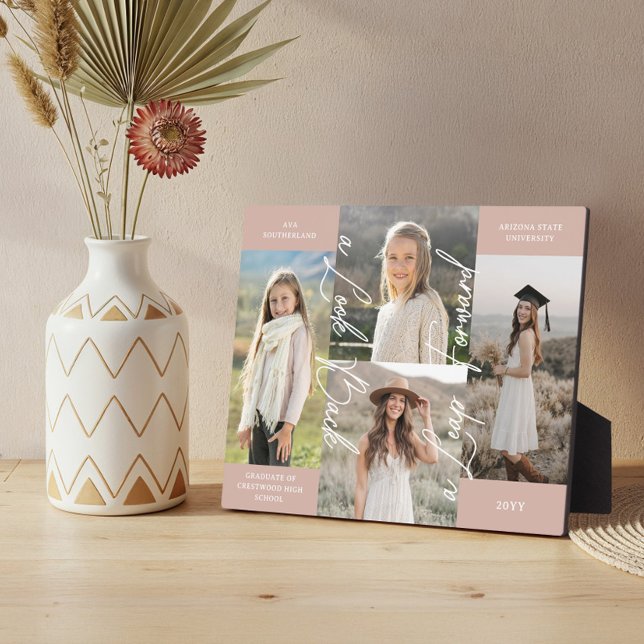 Abschluss dann & Jetzt Grad Foto Collage Keepake Fotoplatte (Graduation Then & Now Grad Photo Collage Keepsake Plaque)